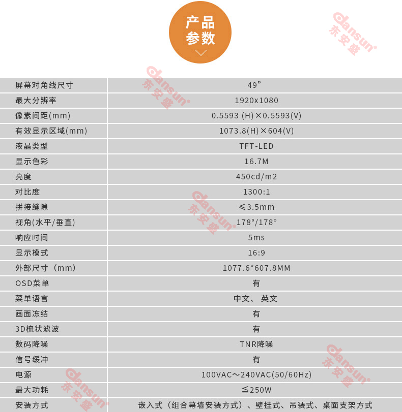 三星LG原裝49寸液晶拼接屏工業(yè)級(jí)拼縫監(jiān)控顯示電視墻產(chǎn)品參數(shù) 三星LG原裝49寸液晶拼接屏工業(yè)級(jí)拼縫監(jiān)控顯示電視墻產(chǎn)品參數(shù)